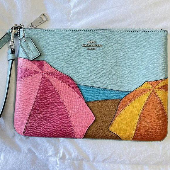 Coach Handbags - Coach Gallery Pouch Umbrella Motif~ Clutch/Wristlet/Wallet/~ Aqua Blue~ SHW